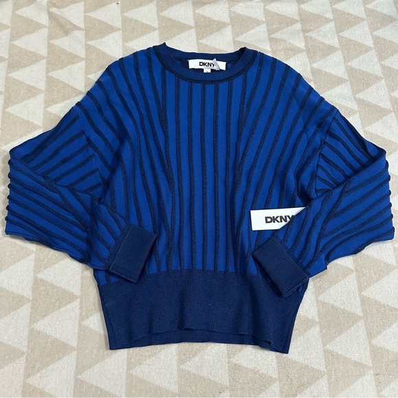 Dkny Women's Striped Dropped-Sleeve Crewneck Sweater - Picture 1 of 5